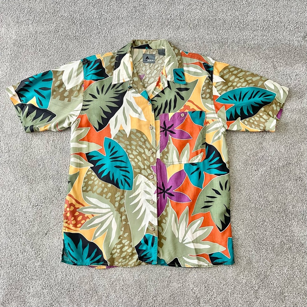 Vintage 90s Tropical Top by Liz Wear - Size S